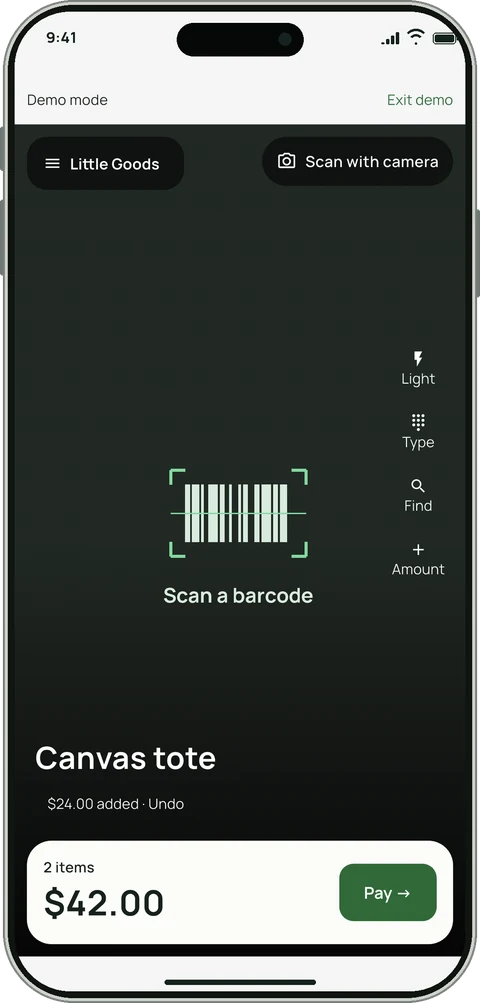 Viewfinder counter with a full-screen camera and a total bar.